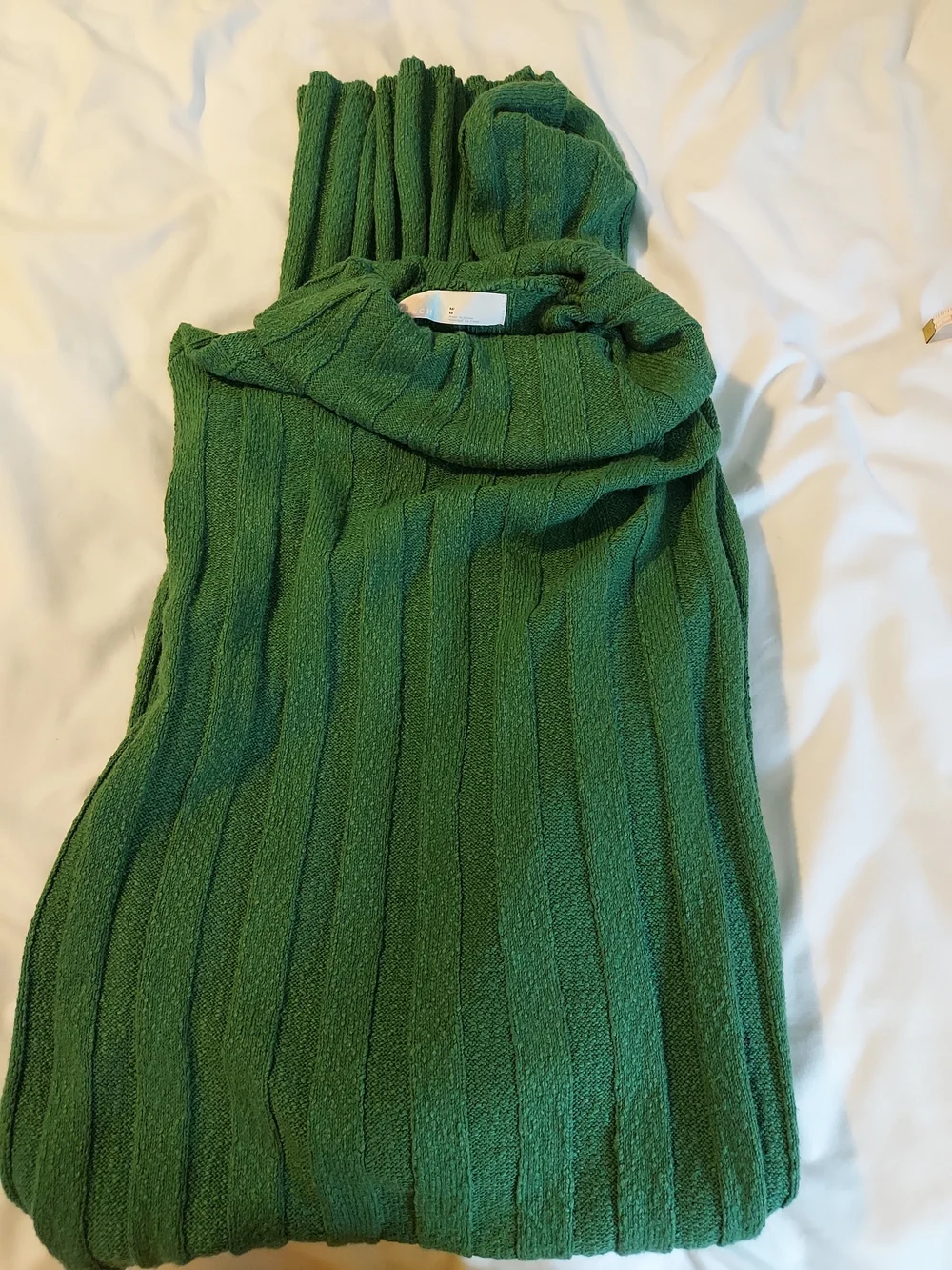 Free People FP Beach Green Ribbed Knit Cowl Turtleneck Maxi Sweater Dress M